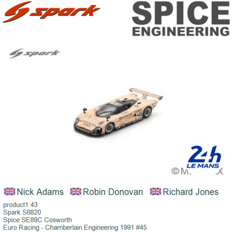 product1:43 | Spark S6820 | Spice SE89C Cosworth | Euro Racing - Chamberlain Engineering 1991 #45