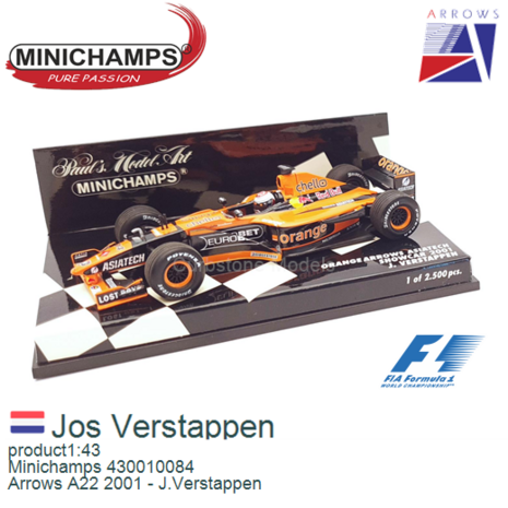 product1:43 | Minichamps 430010084 | Arrows A22 2001 - J.Verstappen