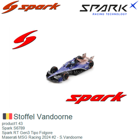 product1:43 | Spark S6789 | Spark RT Gen3 Tipo Folgore | Maserati MSG Racing 2024 #2 - S.Vandoorne