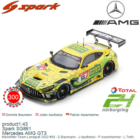 product1:43 | Spark SG861 | Mercedes AMG GT3 | Mannfilter Team Landgraf 2022 #55 - D.Baumann - J.Apotheloz - P.Assenheimer - L.