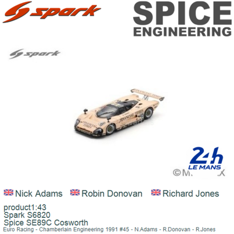 product1:43 | Spark S6820 | Spice SE89C Cosworth | Euro Racing - Chamberlain Engineering 1991 #45 - N.Adams - R.Donovan - R.Jon