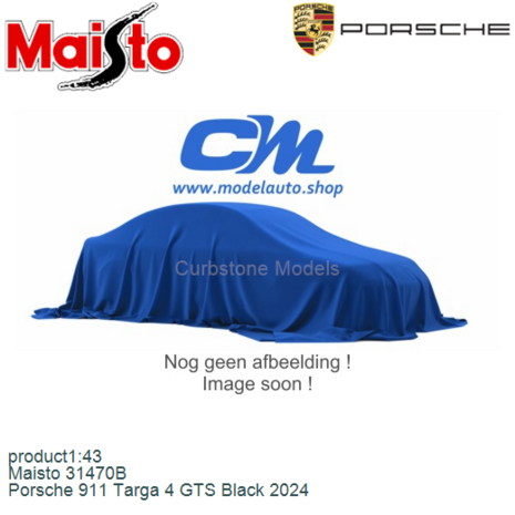 product1:43 | Maisto 31470B | Porsche 911 Targa 4 GTS Black 2024