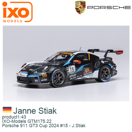 product1:43 | IXO-Models GTM175.22 | Porsche 911 GT3 Cup 2024 #15 - J.Stiak 