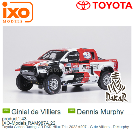 product1:43 | IXO-Models RAM987A.22 | Toyota Gazoo Racing GR DKR Hilux T1+ 2022 #207 - G.de Villiers - D.Murphy