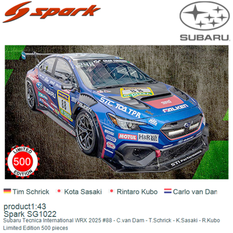 product1:43 | Spark SG1022 | Subaru Tecnica International WRX 2025 #88 - C.van Dam - T.Schrick - K.Sasaki - R.Kubo 