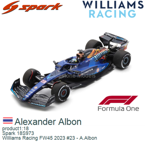product1:18 | Spark 18S973 | Williams Racing FW45 2023 #23 - A.Albon