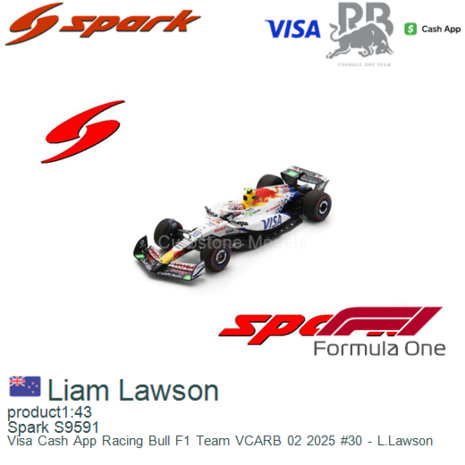 product1:43 | Spark S9591 | Visa Cash App Racing Bull F1 Team VCARB 02 2025 #30 - L.Lawson
