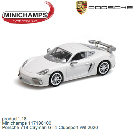 product1:18 | Minichamps 117196100 | Porsche 718 Cayman GT4 Clubsport Wit 2020