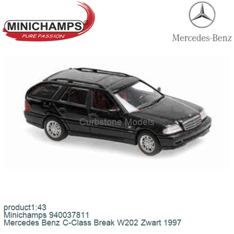 product1:43 | Minichamps 940037811 | Mercedes Benz C-Class Break W202 Zwart 1997