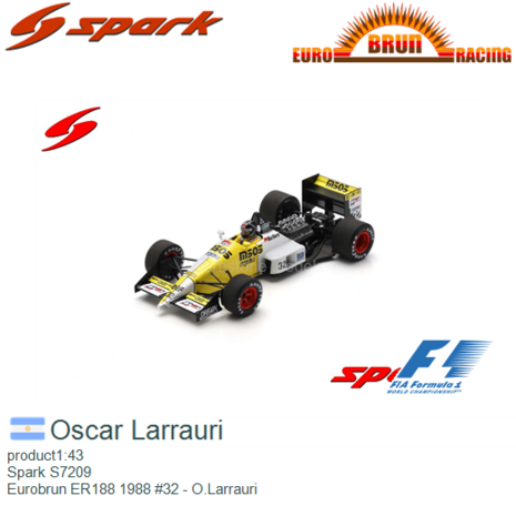 product1:43 | Spark S7209 | Eurobrun ER188 1988 #32 - O.Larrauri