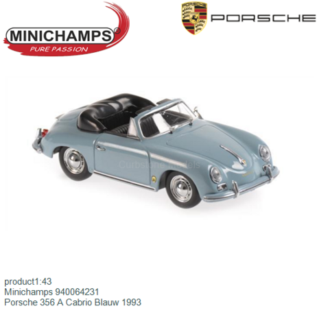 product1:43 | Minichamps 940064231 | Porsche 356 A Cabrio Blauw 1993