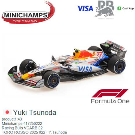 product1:43 | Minichamps 417250222 | Racing Bulls VCARB 02 | TORO ROSSO 2025 #22 - Y.Tsunoda