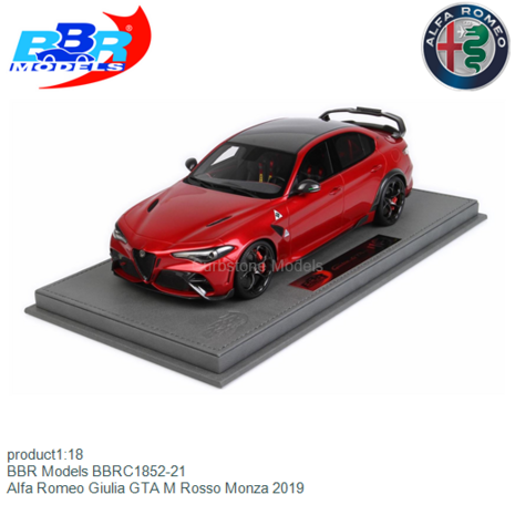 product1:18 | BBR Models BBRC1852-21 | Alfa Romeo Giulia GTA M Rosso Monza 2019