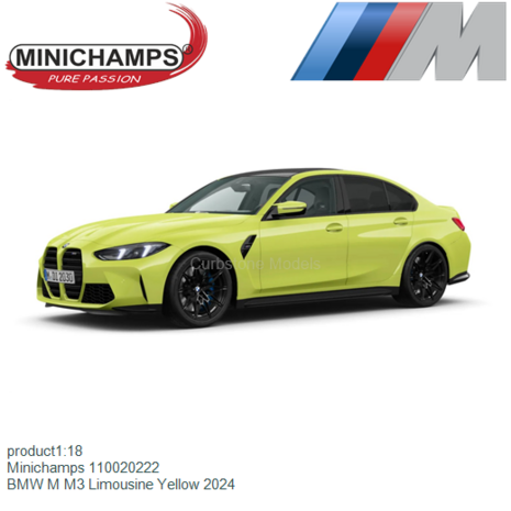 product1:18 | Minichamps 110020222 | BMW M M3 Limousine Yellow 2024