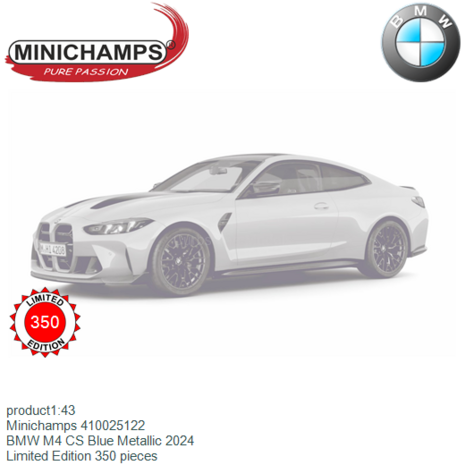 product1:43 | Minichamps 410025122 | BMW M4 CS Blue Metallic 2024