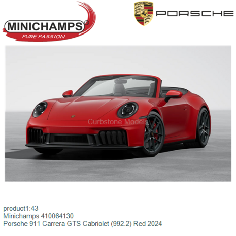 product1:43 | Minichamps 410064130 | Porsche 911 Carrera GTS Cabriolet (992.2) Red 2024