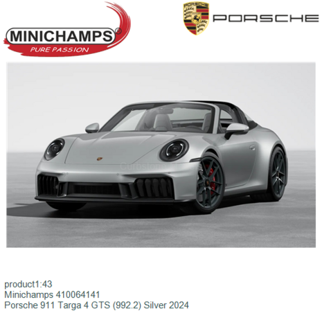 product1:43 | Minichamps 410064141 | Porsche 911 Targa 4 GTS (992.2) Silver 2024