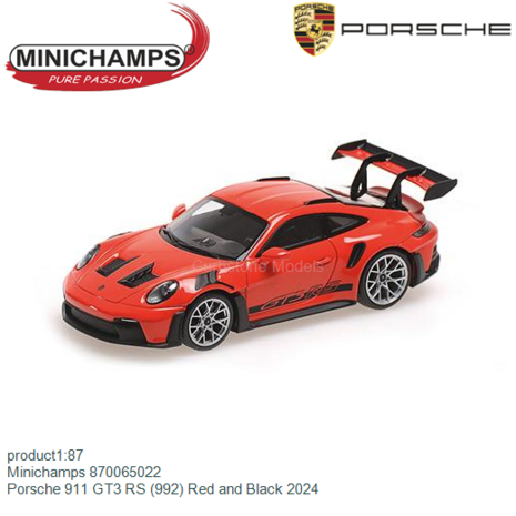 product1:87 | Minichamps 870065022 | Porsche 911 GT3 RS (992) Red and Black 2024