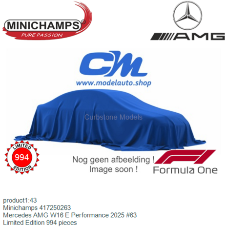 product1:43 | Minichamps 417250263 | Mercedes AMG W16 E Performance 2025 #63