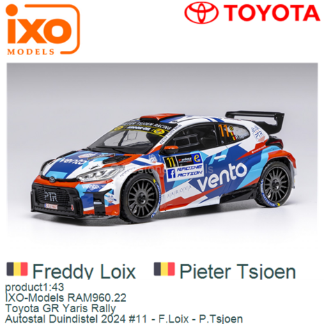product1:43 | IXO-Models RAM960.22 | Toyota GR Yaris Rally | Autostal Duindistel 2024 #11 - F.Loix - P.Tsjoen