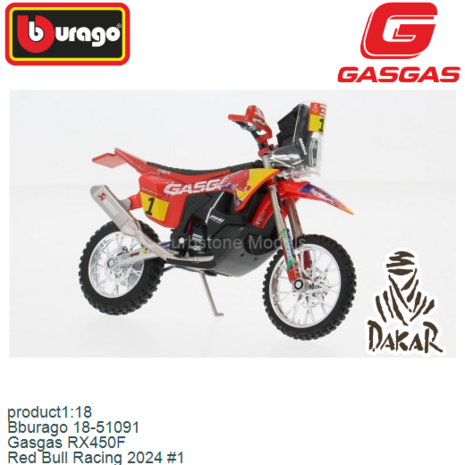 product1:18 | Bburago 18-51091 | Gasgas RX450F | Red Bull Racing 2024 #1