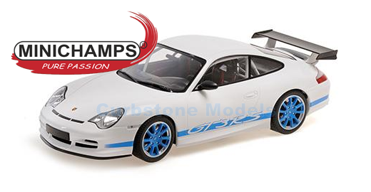 product1:18 | Minichamps 155062021 | Porsche 911 GT3 RS (996) White / Blue Stripes 2002