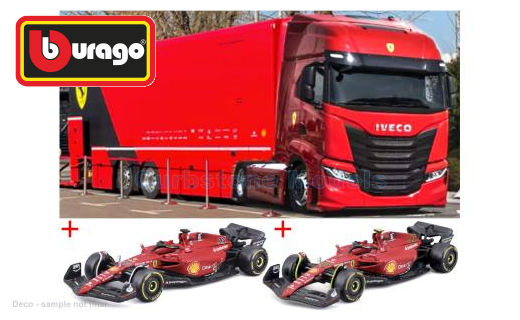 product1:43 | Bburago 18-36867 | Ferrari IVECO S-Way 570 2023 #16 #55 - C.Sainz - C.Leclerc