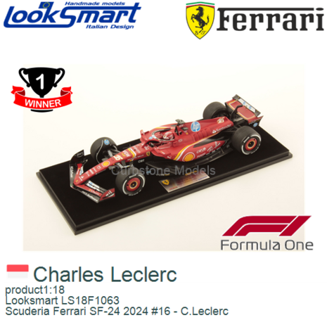 product1:18 | Looksmart LS18F1063 | Scuderia Ferrari SF-24 2024 #16 - C.Leclerc