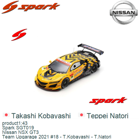 product1:43 | Spark SGT019 | Nissan NSX GT3 | Team Upgarage 2021 #18 - T.Kobayashi - T.Natori