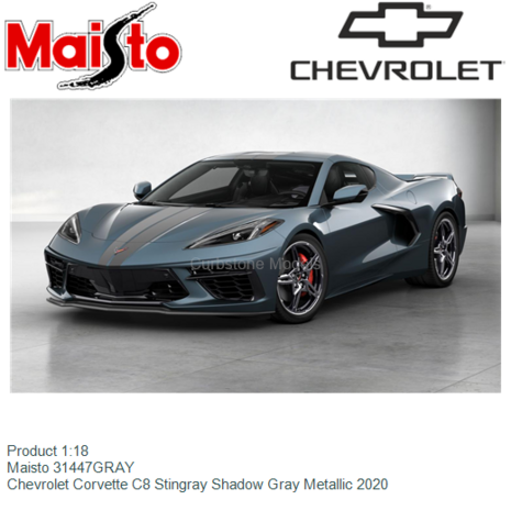 Product 1:18 | Maisto 31447GRAY | Chevrolet Corvette C8 Stingray Shadow Gray Metallic 2020