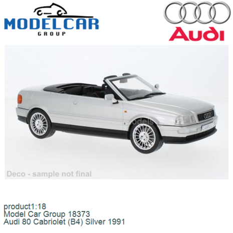 product1:18 | Model Car Group 18373 | Audi 80 Cabriolet (B4) Silver 1991