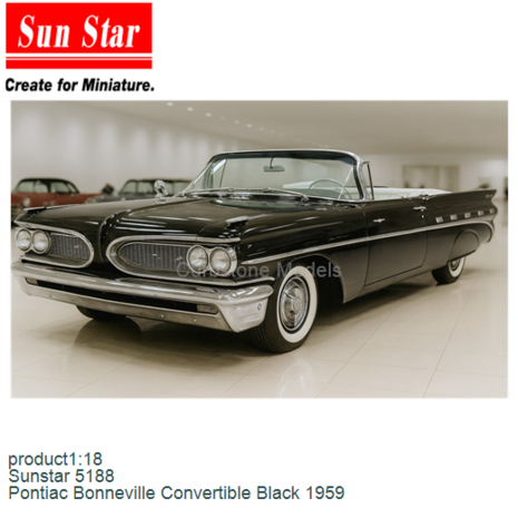 product1:18 | Sunstar 5188 | Pontiac Bonneville Convertible Black 1959