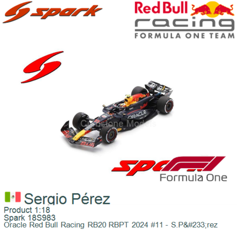 Product 1:18 | Spark 18S983 | Oracle Red Bull Racing RB20 RBPT 2024 #11 - S.P&#233;rez