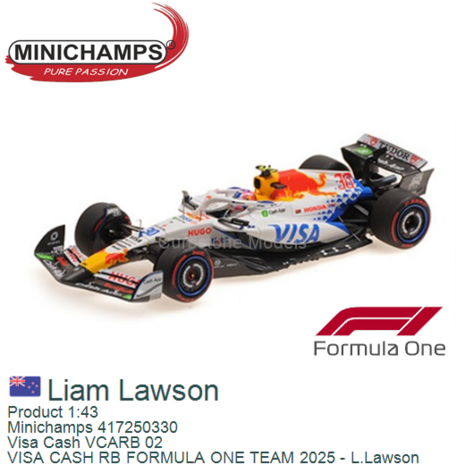 Product 1:43 | Minichamps 417250330 | Visa Cash VCARB 02 | VISA CASH RB FORMULA ONE TEAM 2025 - L.Lawson