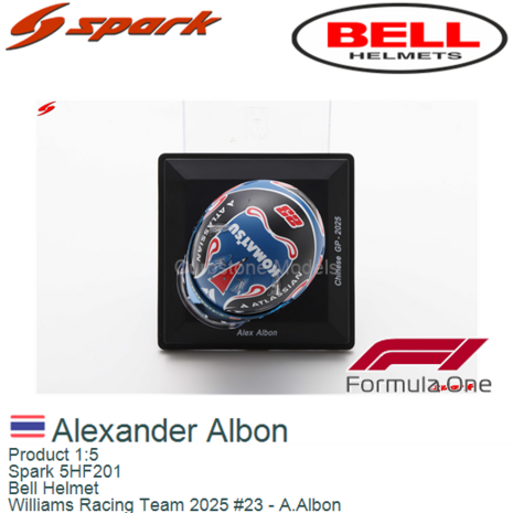 Product 1:5 | Spark 5HF201 | Bell Helmet | Williams Racing Team 2025 #23 - A.Albon