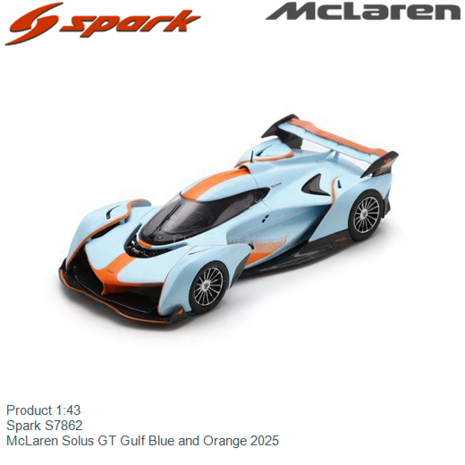 Product 1:43 | Spark S7862 | McLaren Solus GT Gulf Blue and Orange 2025