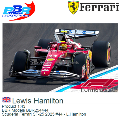 Product 1:43 | BBR Models BBR254444 | Scuderia Ferrari SF-25 2025 #44 - L.Hamilton