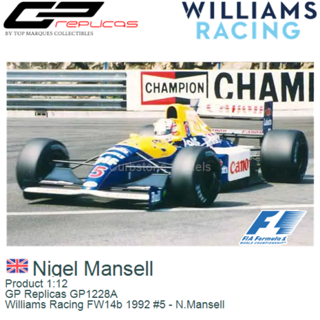 Product 1:12 | GP Replicas GP1228A | Williams Racing FW14b 1992 #5 - N.Mansell