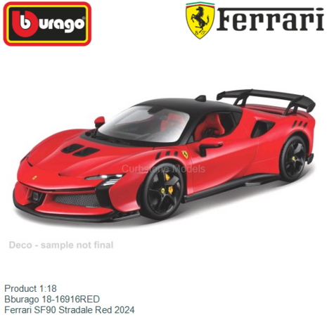 Product 1:18 | Bburago 18-16916RED | Ferrari SF90 Stradale Red 2024