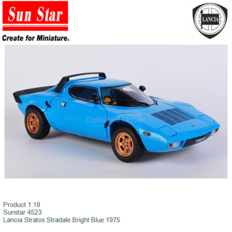 Product 1:18 | Sunstar 4523 | Lancia Stratos Stradale Bright Blue 1975