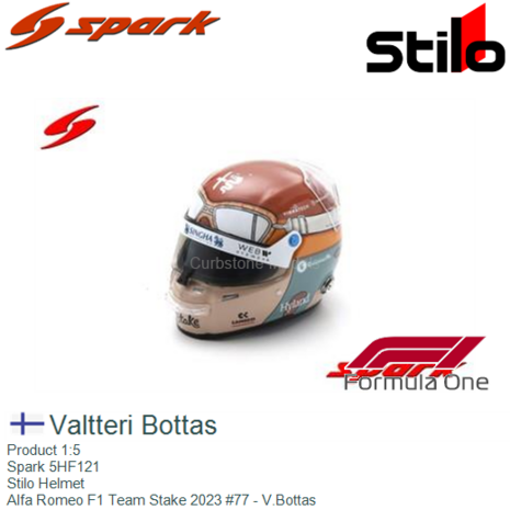 Product 1:5 | Spark 5HF121 | Stilo Helmet | Alfa Romeo F1 Team Stake 2023 #77 - V.Bottas