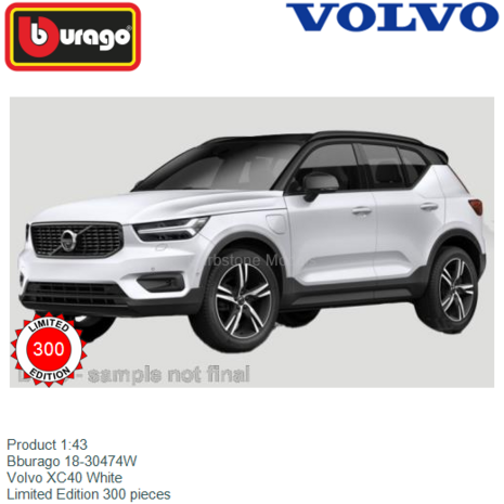 Product 1:43 | Bburago 18-30474W | Volvo XC40 White