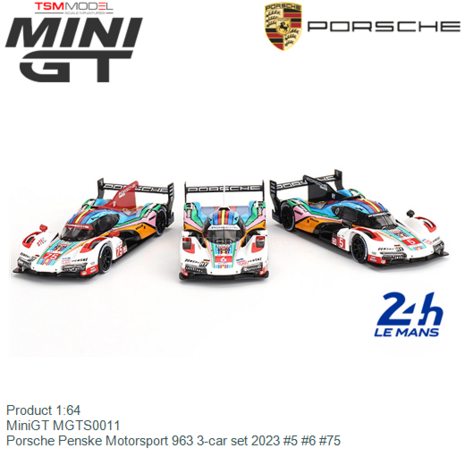 Product 1:64 | MiniGT MGTS0011 | Porsche Penske Motorsport 963 3-car set 2023 #5 #6 #75