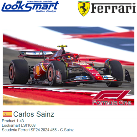 Product 1:43 | Looksmart LSf1068 | Scuderia Ferrari SF24 2024 #55 - C.Sainz