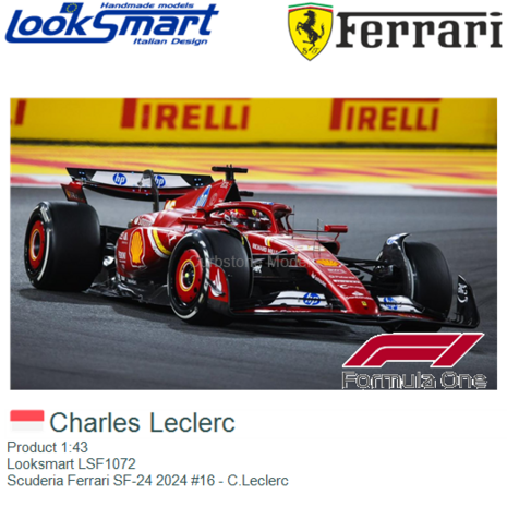 Product 1:43 | Looksmart LSF1072 | Scuderia Ferrari SF-24 2024 #16 - C.Leclerc