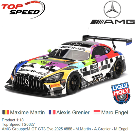 Product 1:18 | Top Speed TS0627 | AMG GrouppeM GT GT3 Evo 2025 #888 - M.Martin - A.Grenier - M.Engel