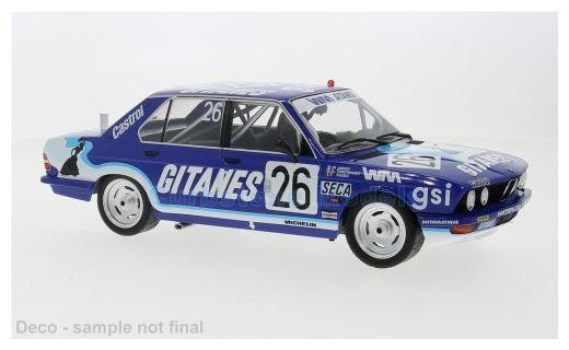 Product 1:18 | IXO-Models 18RMC183A.22 | BMW 520i (E28) | Gitanes 1982 #26 - T.Tassin - J.Jarier - M.Trintignant