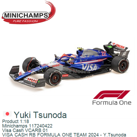 Product 1:18 | Minichamps 117240422 | Visa Cash VCARB 01 | VISA CASH RB FORMULA ONE TEAM 2024 - Y.Tsunoda