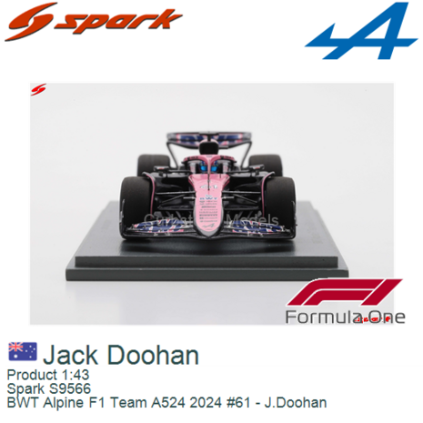 Product 1:43 | Spark S9566 | BWT Alpine F1 Team A524 2024 #61 - J.Doohan