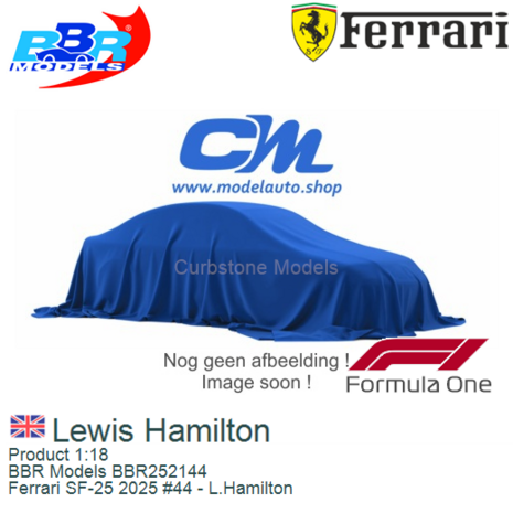 Product 1:18 | BBR Models BBR252144 | Ferrari SF-25 2025 #44 - L.Hamilton